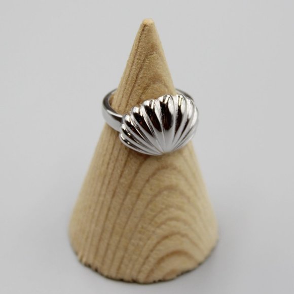 925 Sterling Silver Shell Wide Adjustable Ring - Picture 7 of 12